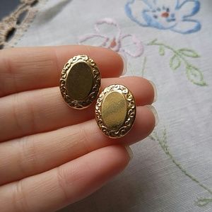 ♦ 3 for $15 Ornate Oval Gold Stud Earrings